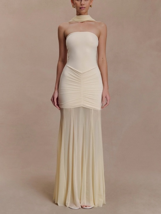 Meshki Dresses & Skirts - NWOT Meshki Caspian Strapless Mesh Slinky Maxi Dress S